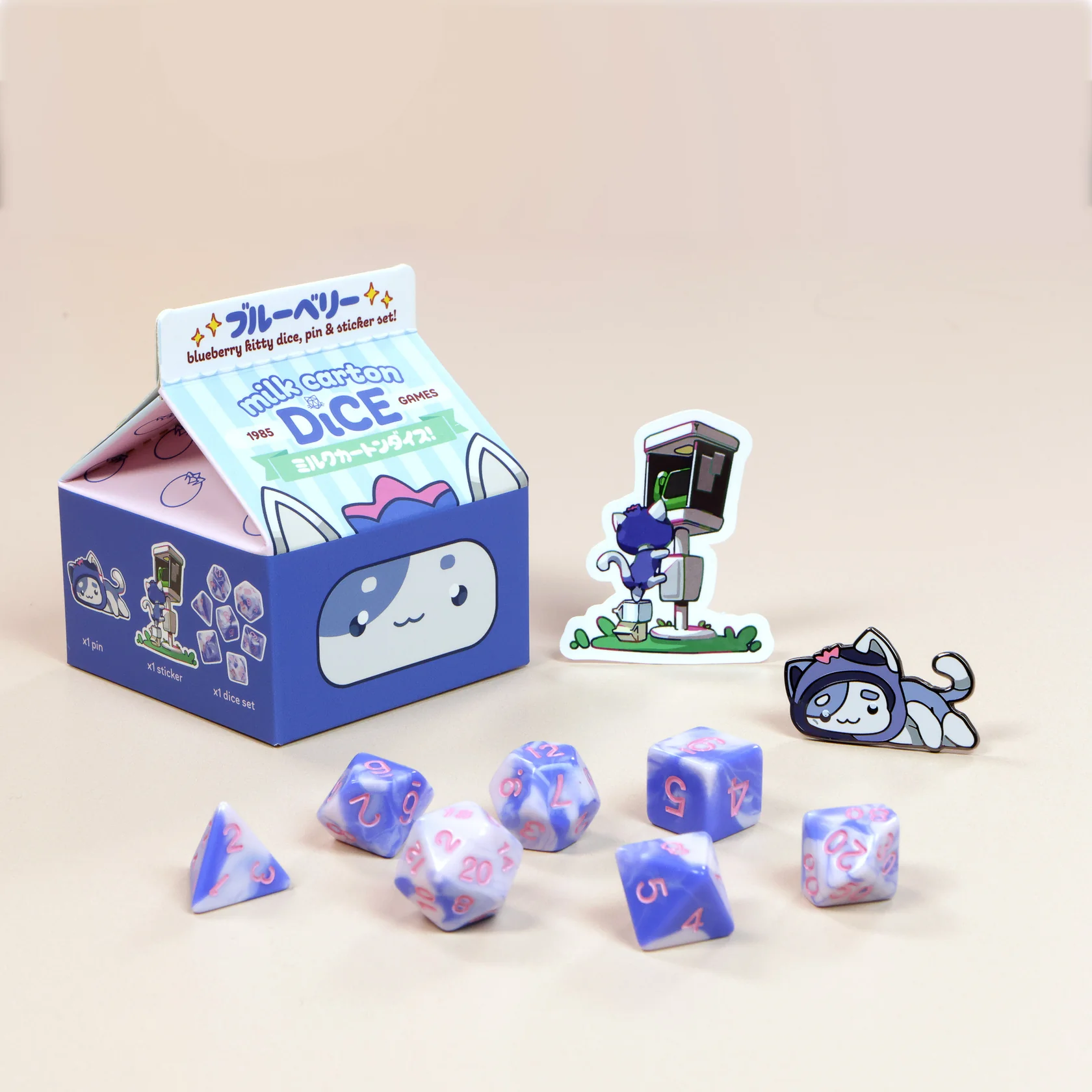 Cat Milk Carton Dice Set